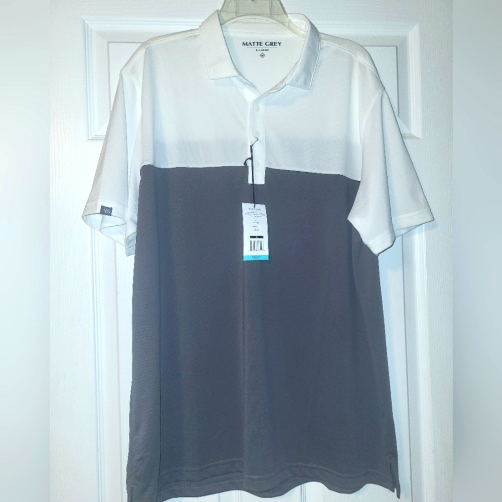 Haus Of Grey Matte Grey Golf Polo Shirt Size X Large‎ NWT White Grey